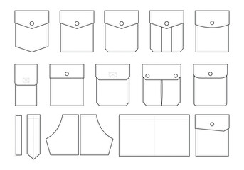 Patch pockets for shirts patterns, vector file