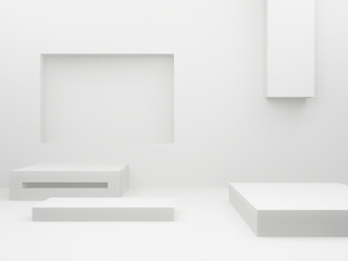 3D white geometric podium.