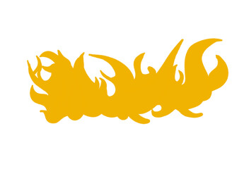 a yellow fire shape on a white background