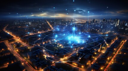 Concept of smart city and communication network, wireless communication, generative AI
