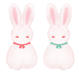 双子ウサギ-カットイラスト