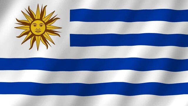 Flag of the uruguay waving animation. looping National uruguay flag animation background 4k