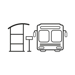 bus station icon, bus stop, view front. Vector illustration. stock image.