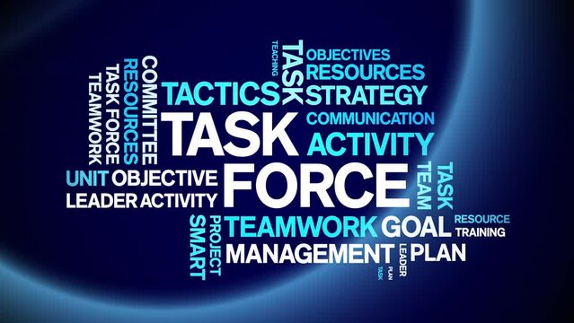 Task Force animated tag word cloud;text design animation kinetic typography seamless loop.