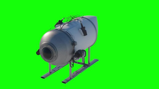 model submarine bathyscaphe concept of a swimming vehicle by type on a sunken boat Titan rotates 3d render