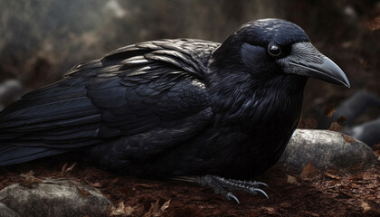 Naklejka premium Hawk perching on branch, close up of beak and feather generated by AI