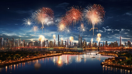 Happy New Year. Cityscape background