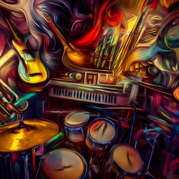 Multitonal fluid music digital psychedelic painting.