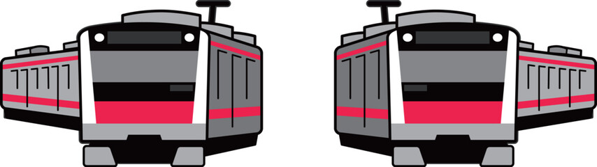 赤いラインのは行った列車