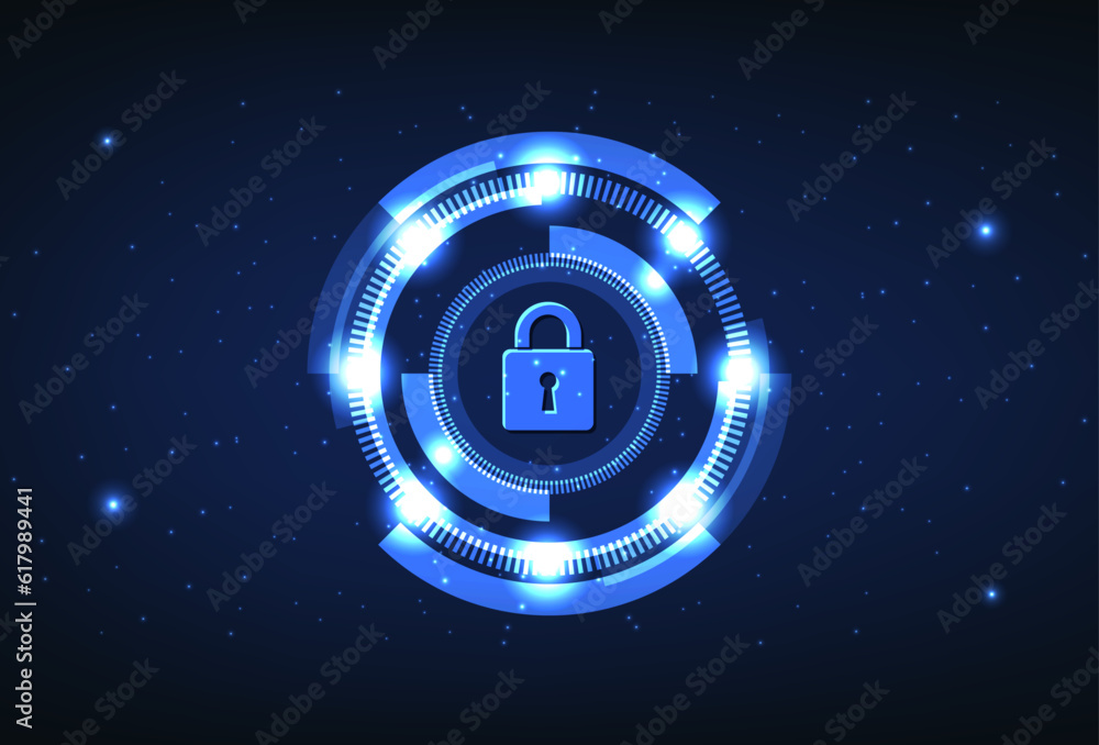 Poster cyber security and data protection banner. future cyber technology web services for business and int