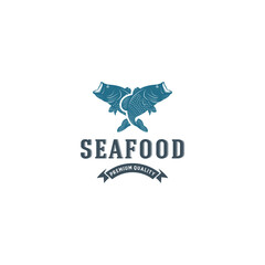 seafood logo template vector in white background