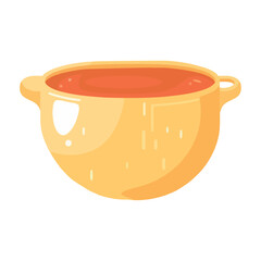 Gourmet soup in yellow bowl, hand painted pottery