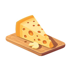 Fresh gourmet cheese slices on rustic wooden plank