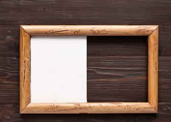 abstract empty wooden frame on natural wooden background created with generative ai technology