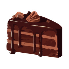 Sweet cake with chocolate icing icon