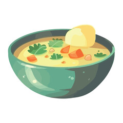 Freshly cooked gourmet soup in a bowl