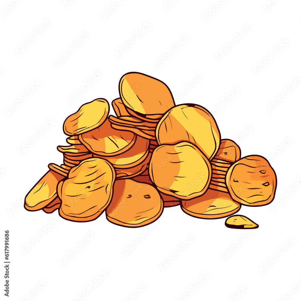 Sticker fresh organic potatoes chips vector