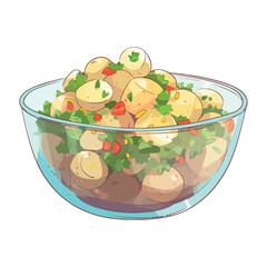 Fresh salad bowl with organic vegetables and herbs