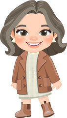 Cute girl in autumn season outfit cartoon