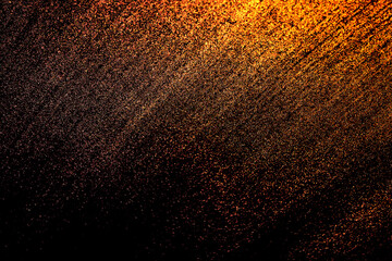 Black dark orange red brown shiny glitter abstract background with space. Twinkling glow stars effect. Like outer space, night sky, universe. Rusty, rough surface, grain. © Sumeth