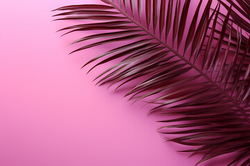 Artistic Backdrop, Tropical Exotic Palm Leaves Over a Minimalist Floral Composition, Ideal Copy Space Included, generative ai.