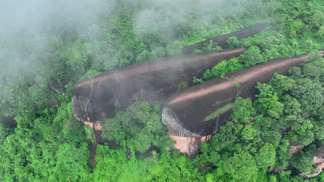 3 Whale Rock. Aerial view of Three whale stones in Phu Sing National, Bueng Kan, Thailand.