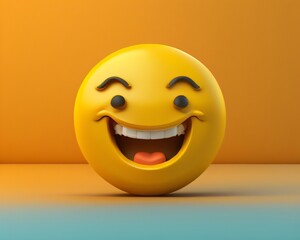 Fototapeta premium 3d illustration of emoji icon smile made with Generative AI