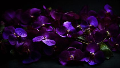 Fototapeta na wymiar Romantic bouquet of purple orchids, a gift of nature beauty generated by AI