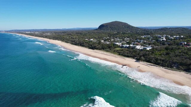 Yaroomba Beach With Turquoise Seascape In Queensland, Australia - aerial drone shot