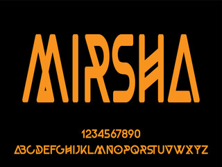 Naklejka na ściany i meble MIRSHA, Modern condensed elegant and stencil sans serif display font vector