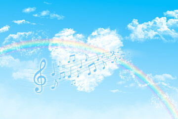 ハート雲と虹と音楽と