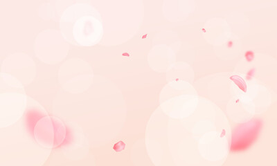 Vector blurred valentines day Sakura petals falling down romantic pink flowers corner flying petals background