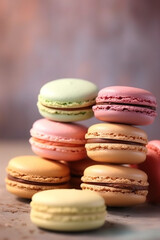 Obraz premium Delicious dessert macaron in a stack