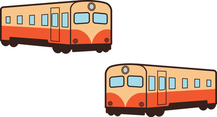 赤いラインの入った気動車