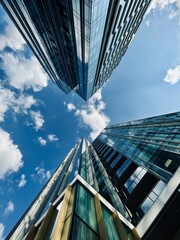 Fototapeta na wymiar Modern glass building with sky