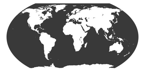Black and white world map isolated on white background. Vector illustration. © tagenu