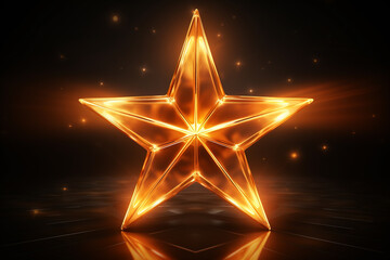 orangener Stern mit Lichteffekten auf dunklem Hintergrund. Querformat. Generative Ai.