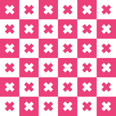 Pink cross pattern. Cross vector pattern. Cross pattern.  Seamless geometric pattern for clothing, wrapping paper, backdrop, background, gift card, decorating.