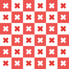 Red cross pattern. Cross vector pattern. Cross pattern.  Seamless geometric pattern for clothing, wrapping paper, backdrop, background, gift card, decorating.