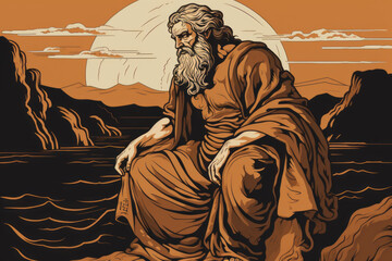 Fototapeta premium Moses biblical character. Generated using AI tools.