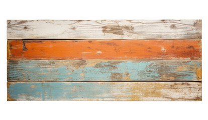 Old painted wooden planks isolated on transparent background