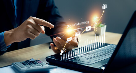 Digital marketing commerce online sale concept, Promotion of products or services through digital...