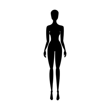 Front view woman body fashion template. Female mannequin for fashion designs. Vector illustration isolated in white background