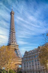 Fototapeta na wymiar Paris, the Eiffel Tower in autumn, with beautiful buildings 