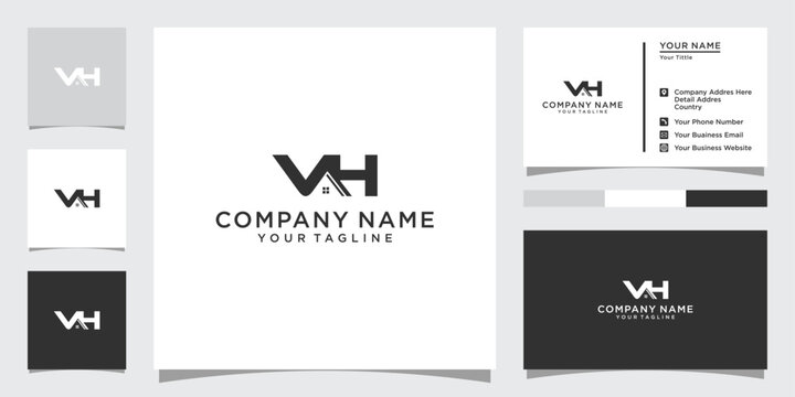 VH or HV letter logo design with home vector design