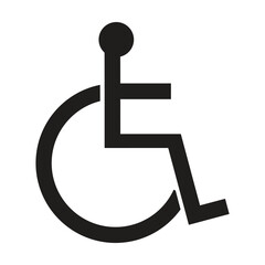 Disabled sign icon vector illustration.Human on wheelchair handicapped symbol. 