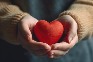 Obraz premium A pair of hands holding a heart shape, Heart in the hands