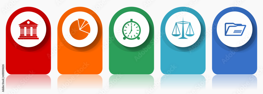 Poster education icon set, miscellaneous vector icons such as architecture, graph, clock, scales and folder