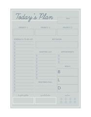 Today Planner. Minimalist planner template set. Vector illustration.	 
