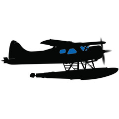 Silhouette of a seaplane isolated on white